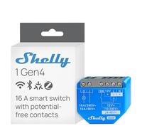 Shelly 1 Gen4 - Module interrupteur Matter, Zigbee, Wi-Fi, 1 Canal 16A, Contacts secs, Ouvre-porte de garage connecté, Contrôle à distance app, Compatible Alexa, Google, SmartThings, Apple Homekit