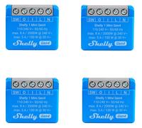 Shelly 1 Mini Gen4, lot de 4, commutateur intelligent Wi-Fi, 1 canal, 8A, contact sans potentiel, pour la domotique, contrôle à distance, pas de hub requis, compatible Alexa, Google Home, Apple HomeKi