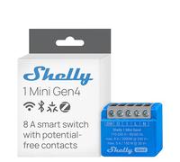 Shelly 1 Mini Gen4 - Micromodule interrupteur Matter, Zigbee, Wi-Fi, 1 Canal 8A, Contacts secs, Ouvre-porte de garage connecté, Contrôle app, Compatible Apple Homekit, Alexa, Google, SmartThings,