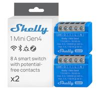 Shelly 1 Mini Gen4 - Module interrupteur Matter, Zigbee, Wi-Fi, 1 Canal 8A, Contacts secs, Ouvre-porte de garage connecté, Contrôle app, Compatible Apple Homekit, Alexa, Google, SmartThings - Lot de 2
