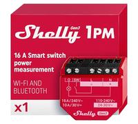 Shelly 1PM Gen3 - Interrupteur Connecté Wi-Fi, 1 Canal - 16A, Compteur d'énergie Intégré, Aucun Hub Requis, Éclairage connecté, Puce Shelly 8 MB, app iOS Android, Compatible avec Alexa, Google Home