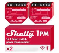 Shelly 1PM Gen3 - Interrupteur Connecté Wi-Fi, 1 Canal - 16A, Compteur d'énergie Intégré, Éclairage connecté, Puce Shelly 8 MB, app iOS Android, Compatible avec Alexa, Google Home - Lot de 2