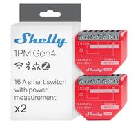 Shelly 1PM Gen4 - Interrupteur Matter, Zigbee, Wi-Fi, 1 Canal 16A, Mesure de consommation électrique, Éclairage connecté, Contrôle app, Compatible Apple Homekit, Alexa, Google, SmartThings - Lot de 2