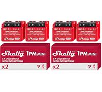 Shelly 1PM Mini Gen3 - Micromodule Relais Interrupteur connecté Wi-Fi & Bluetooth, Compteur de consommation, Commande à distance, 1 Canal 8A, Alexa & Google Home, App iOS, Android (Lot de 4)