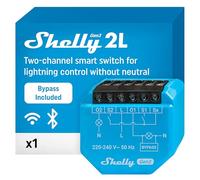 Shelly 2L Gen3 - Interrupteur connecté Wi-Fi, 2 canaux 200-700 W, Fil Neutre non requis, Bypass 1L/2L inclus, Éclairage connecté, Contrôle à distance app, Compatible Alexa, Google Home, SmartThings