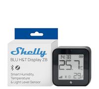Shelly BLU H&T Display ZB Noir - Capteur de Température et d'Humidité Connecté, Bluetooth et Zigbee, Thermomètre et Hygromètre, écran E-paper, Compatible Alexa, Google, SmartThings, Contrôle app