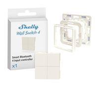 Shelly BLU Wall Switch 4 + Shelly Wall Switch Adapter Bundle - Interrupteur Poussoir Bluetooth sans câblage et Adaptateur Plaque Busch-Jaeger, Commande à distance appareils connectés, app iOS Android