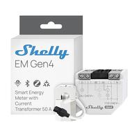 Shelly EM Gen4 - Compteur d'Énergie Monophasé 2 Canaux, Wi-Fi 6, Zigbee, Matter, Pince 50A incluse, 30 Jours d'Historique Local, Relais Contact Sec 2A, Hub non-requis, Alexa, Google Home