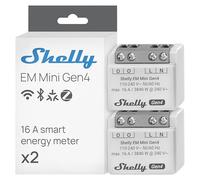 Shelly EM Mini Gen4 - Compteur d'énergie connecté Matter, Wi-Fi, Zigbee, 1 canal - 16A 240 V CA, Mesure consommation électrique, Stockage données, Shelly Smart Control app, Horaires, Scènes - Lot de 2