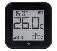 Shelly Capteur de température et d'humidité H&T Gen3, Wi‑Fi, écran e-ink, intérieur/extérieur – Noir