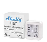 Shelly H&T Gen3 Blanc - Capteur de température et d'humidité connecté, Thermomètre & Hygromètre intérieur/extérieur Wi-Fi, Écran eink, Horloge digitale, App iOS & Android