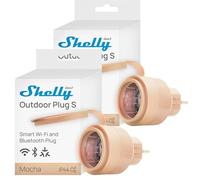 Shelly Lot de 2 prises extérieures S Gen3 - Prise intelligente WLAN, IP44, certifiée Matter, 12 A, 2500 W, éclairage extérieur, mesure de puissance, automatisation extérieure, Alexa, Google