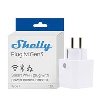 Shelly Plug M Gen3 Blanc - Prise connectée Matter et Wi-Fi, 13A (3000W) Type F, avec Mesure de consommation électrique, Compatible avec Alexa, Google, Home, Apple Homekit