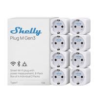 Shelly Plug M Gen3 Blanc - Prise connectée Matter et Wi-Fi, 13A (3000W) Type F, avec Mesure de consommation électrique, Compatible avec Alexa, Google, Home, Apple Homekit - Lot de 8