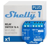 Shelly Plus 1 | Interrupteur/commutateur de relais connecté - 16A | Wi-Fi & Bluetooth | Domotique | Compatible avec Alexa & Google Home | App iOS Android | Aucun hub requis | Télécommande portail
