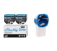 Shelly Plus 2PM | Interrupteur de relais connecté - 16A | 2 Canaux | Wi-Fi & Bluetooth & Boîte d'encastrement pour micro-modules - multicloison 1 poste