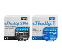 Shelly Plus 2PM | Relais interrupteur connecté | Commande volet roulant - 16A | 2 Canaux & Plus 1 | Relais interrupteur connecté - 16A | Wi-Fi & Bluetooth | Contacts secs