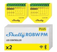 Shelly Plus RGBW PM - Module contrôleur Wi-Fi RGBW pour bandes LED - 12-24 VDC, Mesure de consommation électrique, Aucun hub requis, app iOS Android, Compatible Alexa, Google Home - Lot de 2