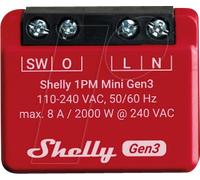 SHELLY PLUS1PMM3 - Shelly 1PM Mini Gen3, 1 canal, WLAN, BT, max. 8 A, fonction de m