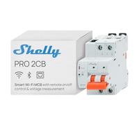 Shelly Pro 2CB C32A - Disjoncteur modulaire intelligent unipolaire Wi-Fi, LAN et Bluetooth, sur rail DIN, Commande à distance app, Compatible avec Alexa, Google Home, Protection Sur/Sous-tension