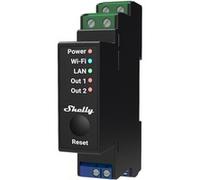 Shelly Relais Pro 2PM Rail DIN Wi‑Fi/LAN 25 A Biphasé Compteur conso Compatible Alexa Google Home
