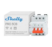 Shelly Pro 3CB C16A - Disjoncteur modulaire intelligent unipolaire Wi-Fi, LAN et Bluetooth, sur rail DIN, Commande à distance app, Compatible avec Alexa, Google Home, Protection Sur/Sous-tension