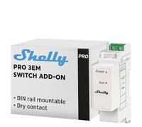 Shelly Pro 3EM Switch Add-on - Interrupteur connecté 2A, Accessoire compteur électrique Shelly Pro 3EM, Contacts secs, Montage Rail DIN, Mesure énergie photovoltaïque, app iOS, Android