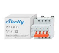 Shelly Pro 4CB C16A - Disjoncteur modulaire intelligent unipolaire Wi-Fi, LAN et Bluetooth, sur rail DIN, Commande à distance app, Compatible avec Alexa, Google Home, Protection Sur/Sous-tension