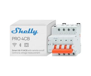 Shelly Pro 4CB C16A - Disjoncteur modulaire intelligent unipolaire Wi-Fi, LAN et Bluetooth, sur rail DIN, Commande à distance app, Compatible avec Alexa, Google Home, Protection Sur/Sous-tension