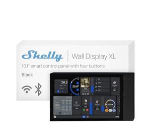 Shelly Wall Display XL Noir - Panneau de commande Domotique Wi-Fi, Écran tactile 6.95’’,Interrupteur connecté intégré 5A, Capteur température, humidité et lumière, Shelly App & Home Assistant