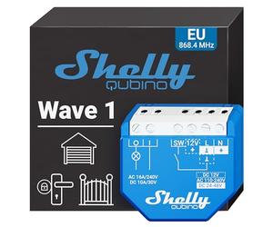 Shelly Wave 1 - Module interrupteur sans fil Z-Wave 868,4 MHz, 1 canail - 16A, Contacts secs, Ouvre-porte de garage connecté, Passerelle Z-Wave requise, Horaires & Scenes intelligentes