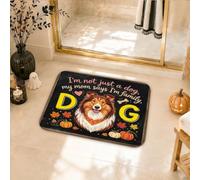 Sheltie Dog Mom Tapis de bain avec citation d'automne 50,8 x 81,3 cm | Cadeau pour les amoureux des animaux, tapis de sol de salle de bain, décoration d'intérieur, sentiment de maman de chien