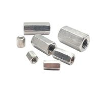 SHENGG M8 M10 M12 M14 M16 M18M20 304 acier inoxydable filetage fin tige hexagonale écrous d'accouplement Extension Joint écrou vis connexion filetage écrou