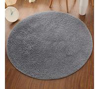 Shengwan Tapis Rond Soft Moquette à Poil Court Lavable Antidérapant Carpet pour Salon Chambre Gris Argenté Diamètre 80cm
