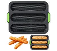 Shengxi Moule à Pain Silicone, Moule Baguette Antiadhésif à 3 Compartiments | Moule à Baguette Silicone, Plaque Perforée pour Cuisson Baguettes et Moule Pain Mie, Résistant à Chaleur pour Four et Cuisine