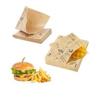 SHENGYIG Lot de 100 Feuilles de Papier à Hamburger 15 X 15 cm | Pour Sandwichs, Frites et Biscuits, Papier à Fromage avec 2 Designs, Papier D'emballage Jetable pour Snacks