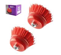 SHENGYIG Lot de 2 Brosses pour Meuleuse d'Angle & Perceuse - 100mm - Boisseau Abrasif M14 + Nylon - Élimine Rouille, Peinture & Ébavurage - Compatible Meuleuse/Perceuse (M14)