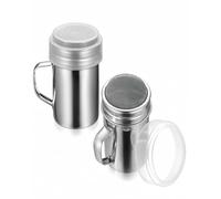 SHENGYIG Lot de 2 salières à sucre en acier inoxydable 304 avec couvercle et tamis fin, saupoudreur de cacao pour cappuccino, épices, saupoudreur de farine pour pâtisserie et café