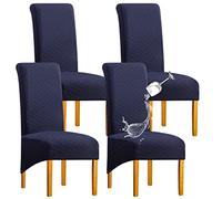 SHENGYIJING 1/2/4/6 PCS Diamond Lattice Stretch Imperméable XL Housses de Chaise pour Salle à Manger, Spandex Haut Dossier Grande Chaise de Salle à Manger Housses(Bleu Foncé,4 pièce)