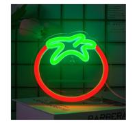 SHENHUO Lampe Néon Décoration de fête Pêche Fruit pour enseigne au néon Poire Chili Lumière LED Alimenté Mignon Décor pour(14cmx13cm)