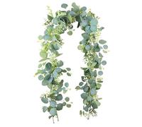 SHENRUZENG Guirlande d'eucalyptus décorative, 1,8 m, guirlande d'eucalyptus artificielle avec feuilles de saule, feuilles vertes, plante suspendue, plante artificielle pour arrière-plan, arche de