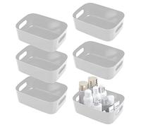 SHEPIN Lot de 6 Boîte Rangement Plastique Panier Rangement Panier et Boîte de Rangement Salle de Bain Caisse Rangement Plastique avec Poignée pour Maison Bureau Placard Tiroir Étagère