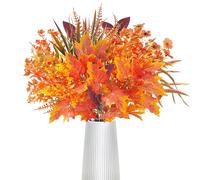 SHEPIN Lot de 8 paquets de fleurs artificielles d'automne - Décoration d'automne - Bouquet d'eucalyptus artificiel - Branches d'automne - Feuilles d'érable - Décoration d'automne pour l'intérieur et