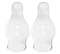SHERCHPRY 2 Pièces Verre pour Lampe à Pétrole Transparent 6.50 X 2.09 X 2.09 Pouces, Cheminée de Lampe à Huile Windproof pour Éclairage Intérieur Vintage