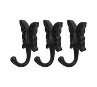 SHERCHPRY 3 Pièces Patère Ancienne en Alliage de Zinc Noir Mat pour Entrée | Crochet Mural Décoratif, Finition Antique Patinée, Rangement Vertical Stable, Dressing et Organisation
