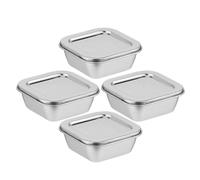 SHERCHPRY Boîte Inox Alimentaire Avec Couvercle Récipients De Stockage Pour Échantillons Lot De 4 12.00 X 12.00 X 4.50 Cm Pour Cantine Scolaire Laboratoire Université