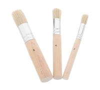 SHERCHPRY Ensemble de 3 Pinceaux Ronds à Poils Naturels Manche en Bois Pinceaux à Pochoir Polyvalents pour Peinture Acrylique et à la Craie pour Loisirs Créatifs et Projets Artistiques