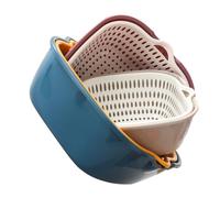 SHERCHPRY Ensemble de 6 Paniers Égouttoirs Doubles en Pp Cuisine, Design Creux et Empilable, pour Laver et Stocker Légumes et Fruits