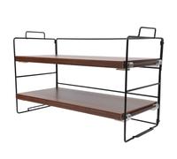 SHERCHPRY Fer et Bois Petite Bibliothèque de Bureau, Marron Double Couche | Simple à Installer, Pratique et Mobile, Garde le Bureau Net et Ordonné, Style Sobre et Élégant