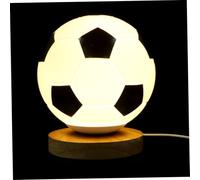 SHERCHPRY Lampe de Bureau LED de Ballon de Football avec Éclairage Doux et Confortable en Bois et Verre, Design Sportif pour Chambre D'garçon et Filles et Salon